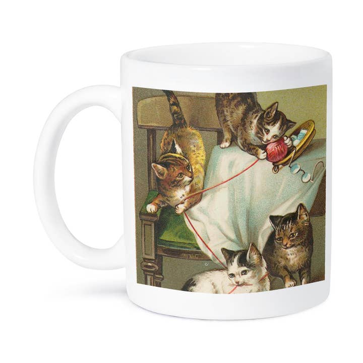 3dRose - Wholesale Koffiemok - 3dRose, Kattekwaad Met Garen, Mok8