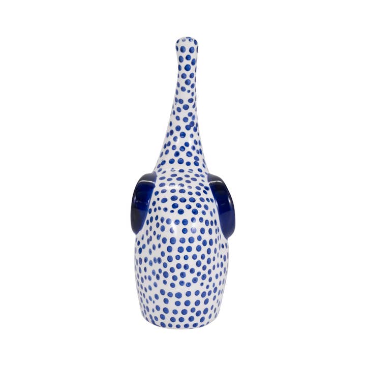 Sagebrook Home - Wholesale Decorative Figurine - Blue/White 8x4 in. Stoneware Hand-Stamped Trunk Up Elephant6