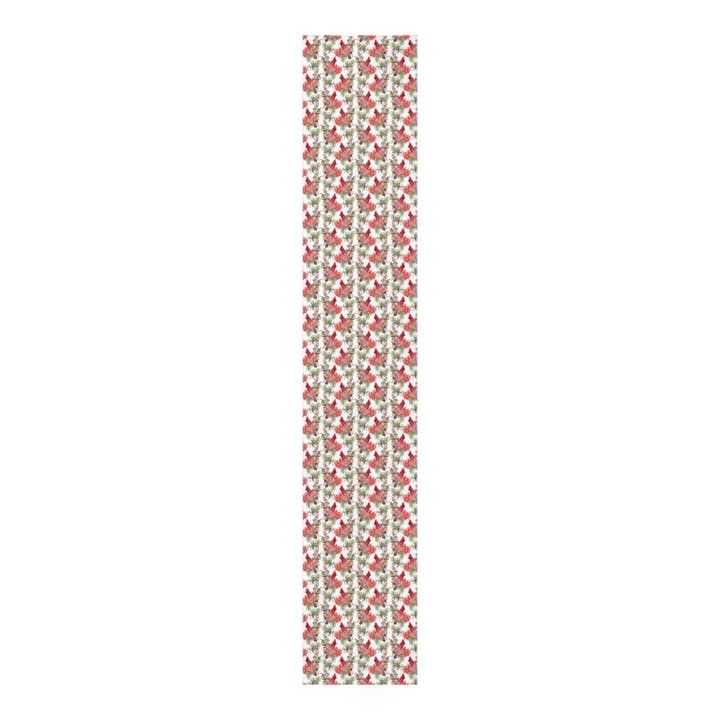 White Crimson Cardinal Christmas & Winter Wedding Table Runner for wholesale on Faire