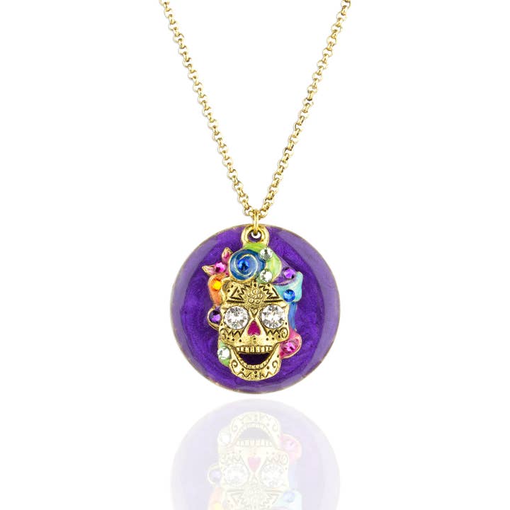 Collier à breloques en cristal Calavera Sugar Skull pour la vente par Anne Koplik Designs, Inc.
