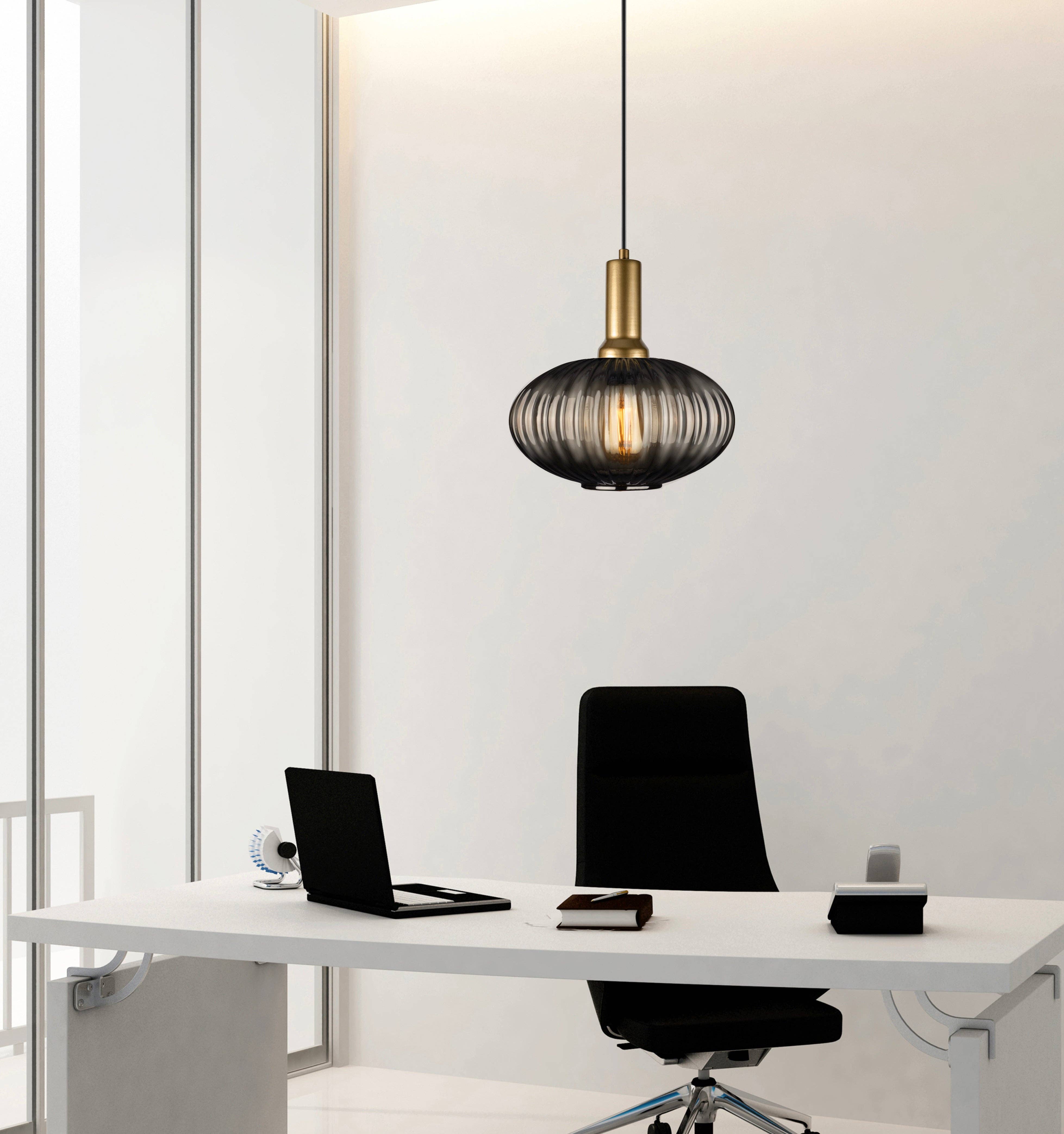 Eclipse Lighting - Wholesale Chandelier/Hanging Light - Smoke Gray Modern Glass Pendant Light, Custom Ribbed Glass Pendant Lighting, Multi Lighting for Stairwell Long Chandelier, Elegant Light0