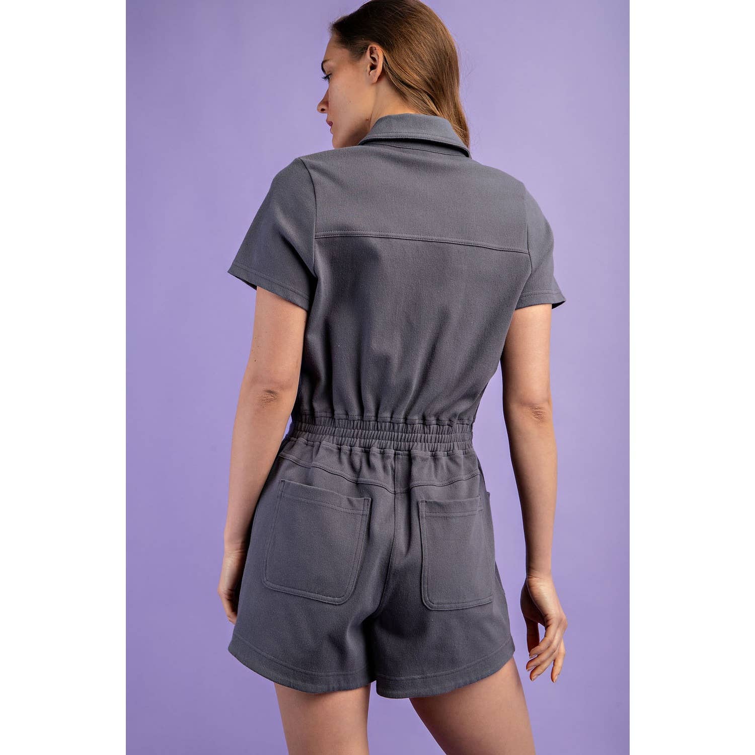 Rae Mode - Vendita all'ingrosso Tutina - Donna - TUTINA A MANICA CORTA IN TWILL DI COTONE ELASTICIZZATO10