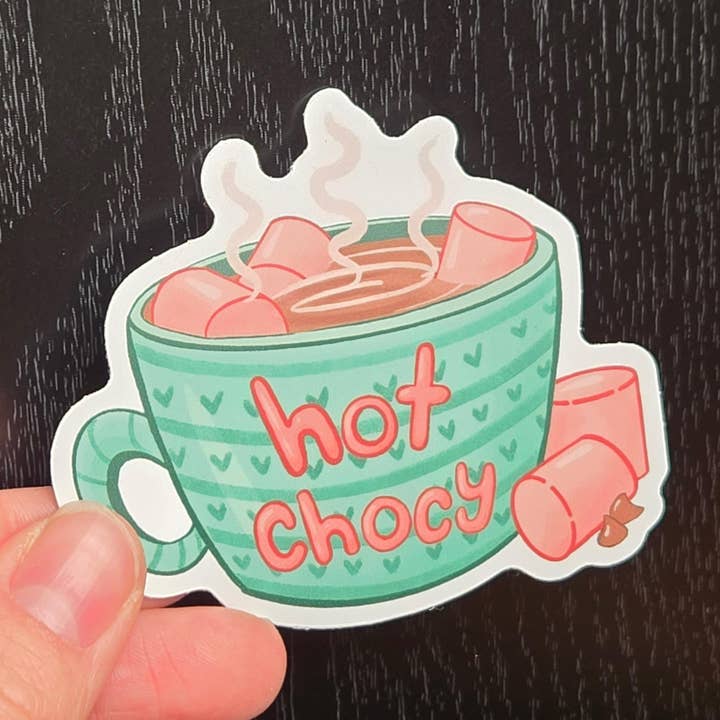 Hot Chocolate Mug 3 Inch Waterproof Vinyl Sticker for wholesale by Summer Break Studio