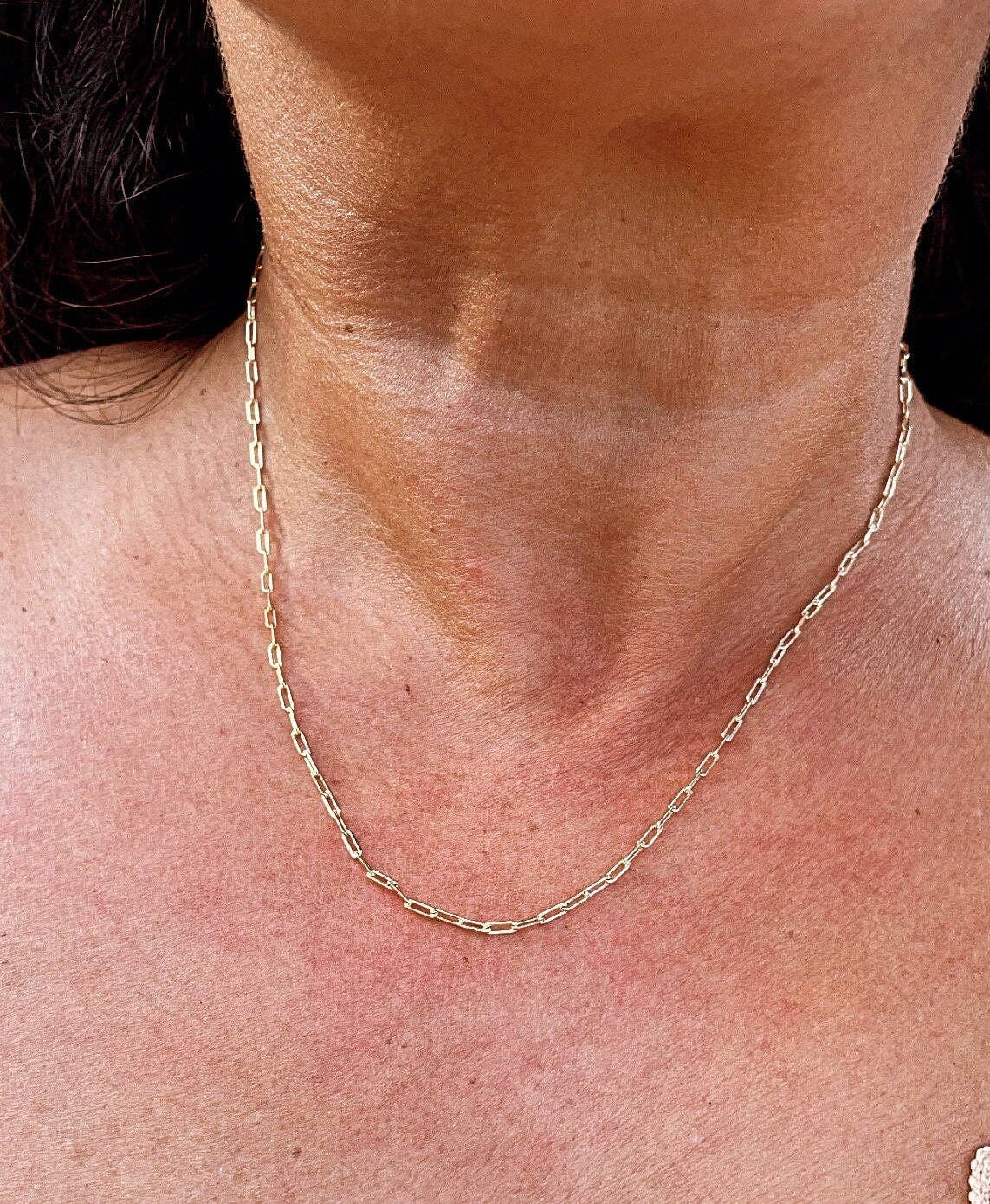 Milie - Wholesale Link & Chain Necklace - 18k GF 2mm Dainty Paper Clip Chain Necklace2