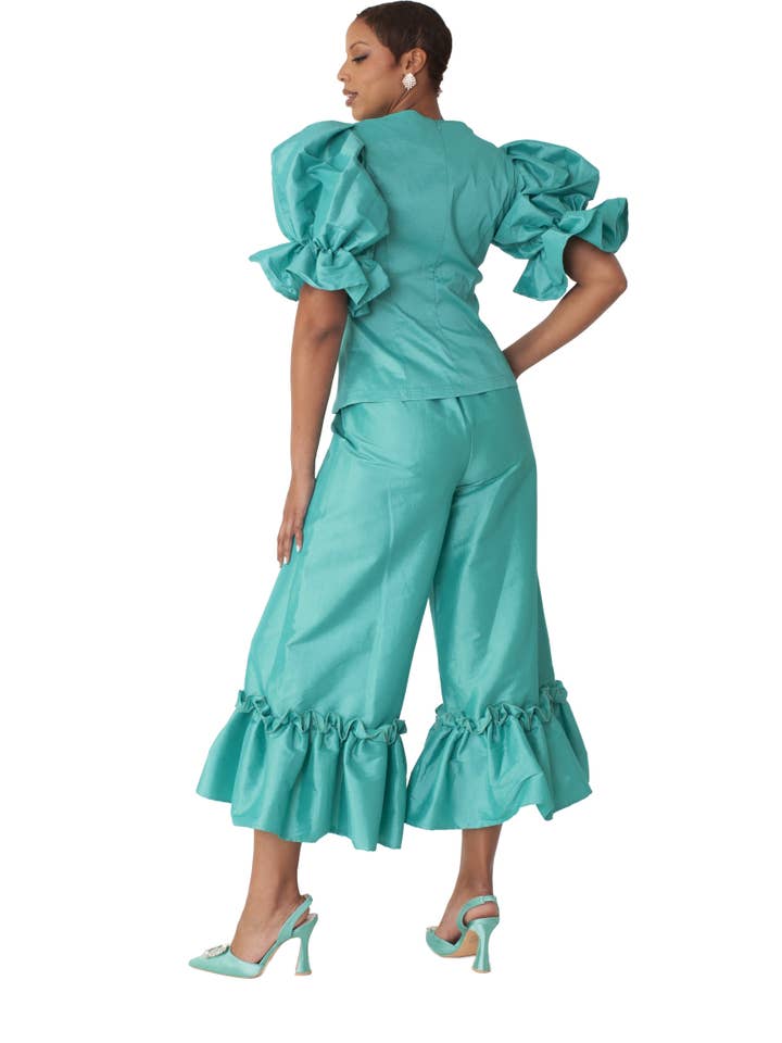For Her NYC - Wholesale Pants - Women's - Dramatic Ruffle Hem Wide Leg Pants - 82170