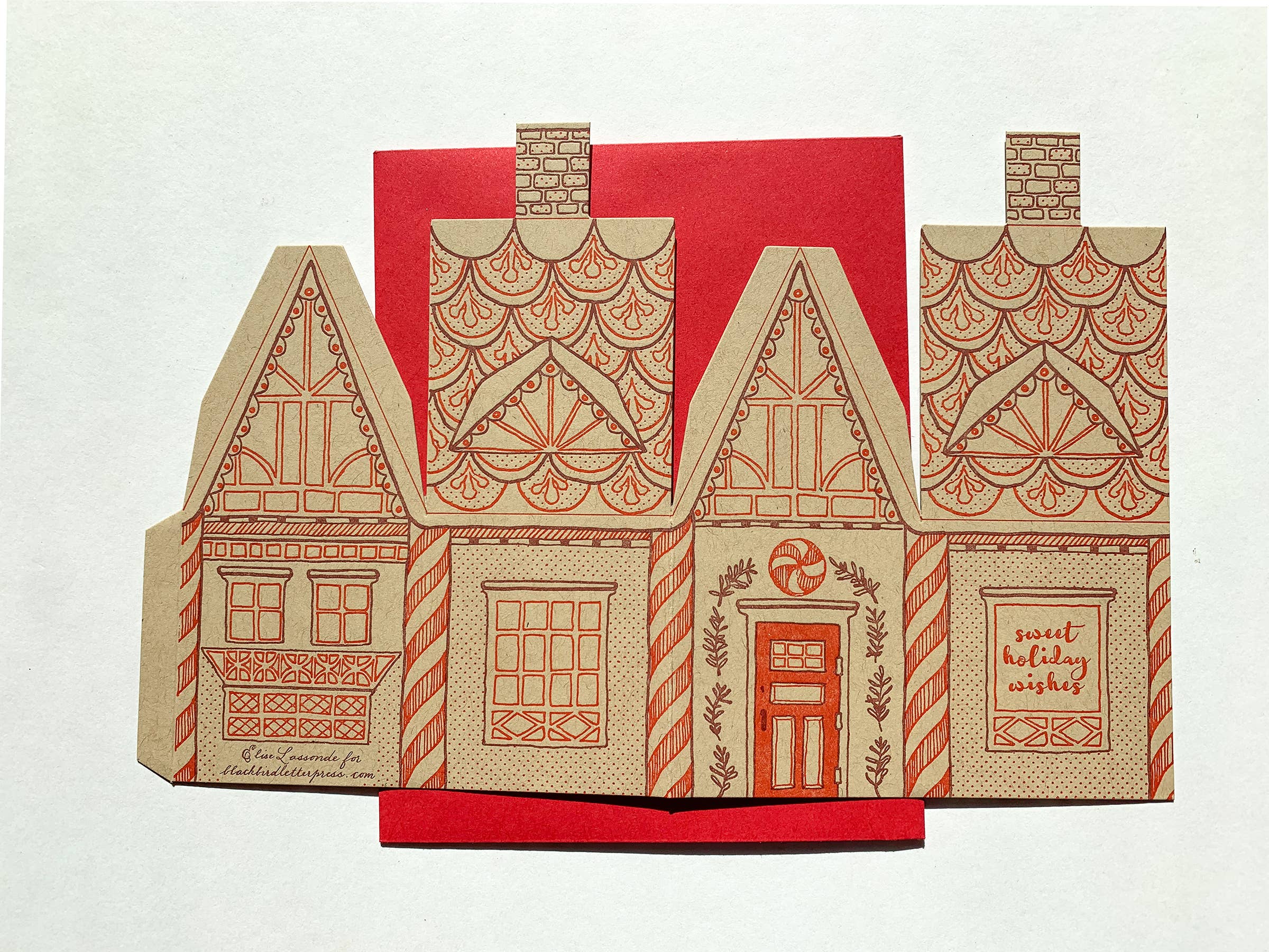 Blackbird Letterpress – wholesale Season’s Greetings card – Gingerbread house 3D card5