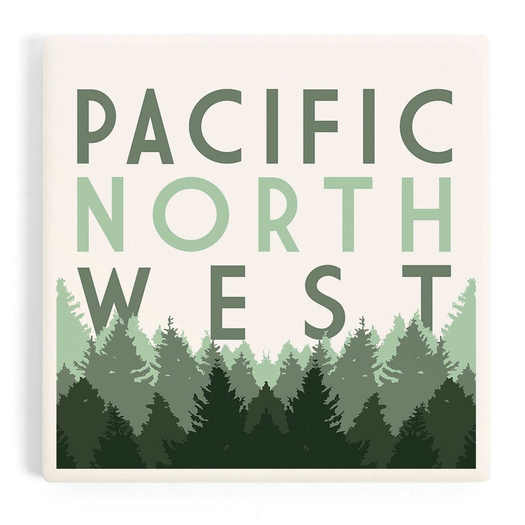 Lantern Press - Wholesale Coasters - CERAMIC COASTER Pacific Northwest Pine Trees0