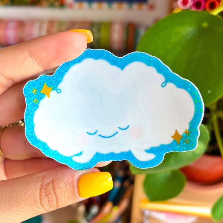 Glittersticker Cloud Friend voor wholesale door Veronica Porlier Illustrations