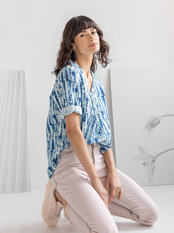 Ibiza Print V-ringad Topp för wholesale av Komil