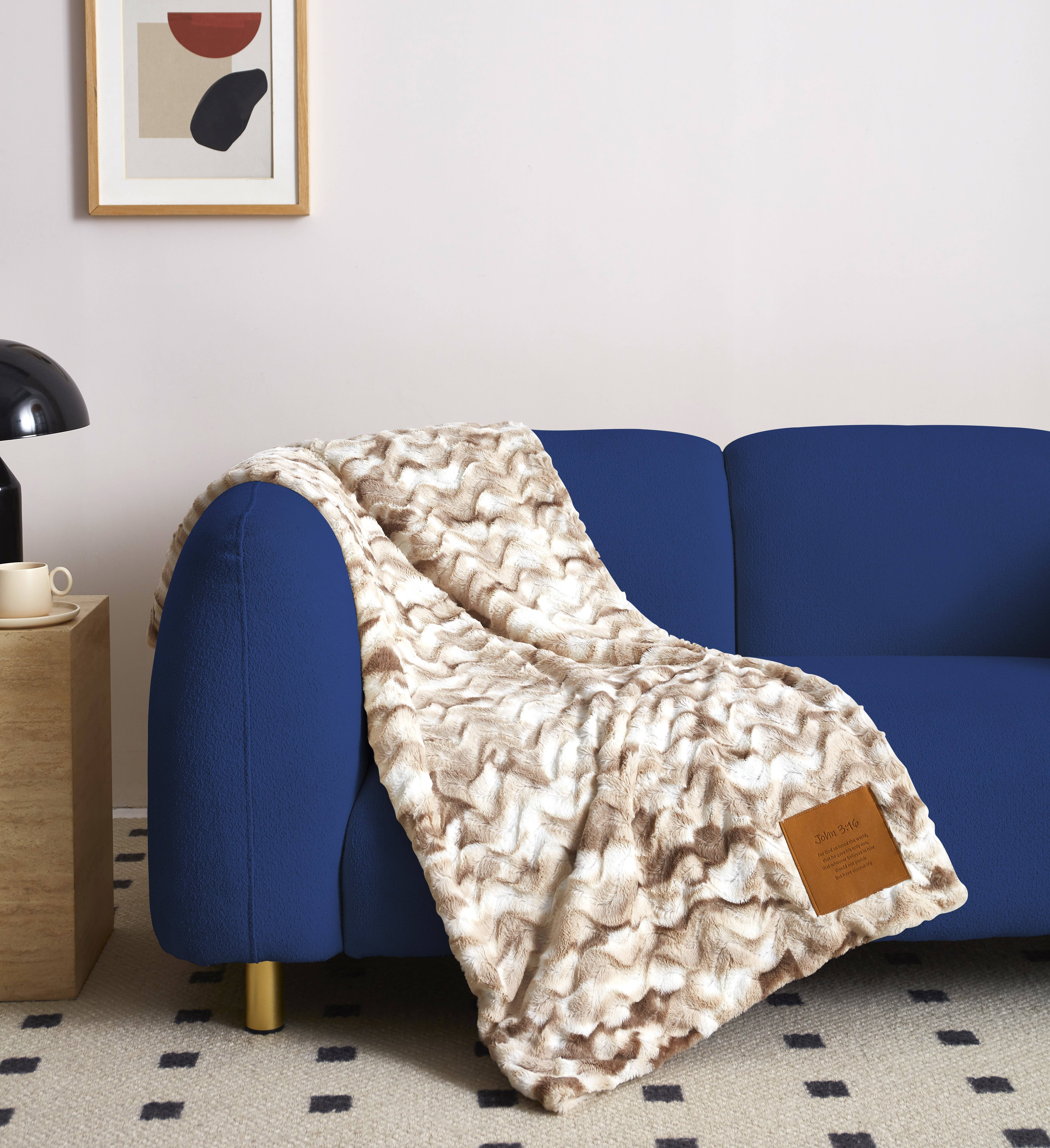 Duke Imports - Wholesale Throw Blanket - "For God So Loved the World" 1-Ply Faux Fur Patch Throw1