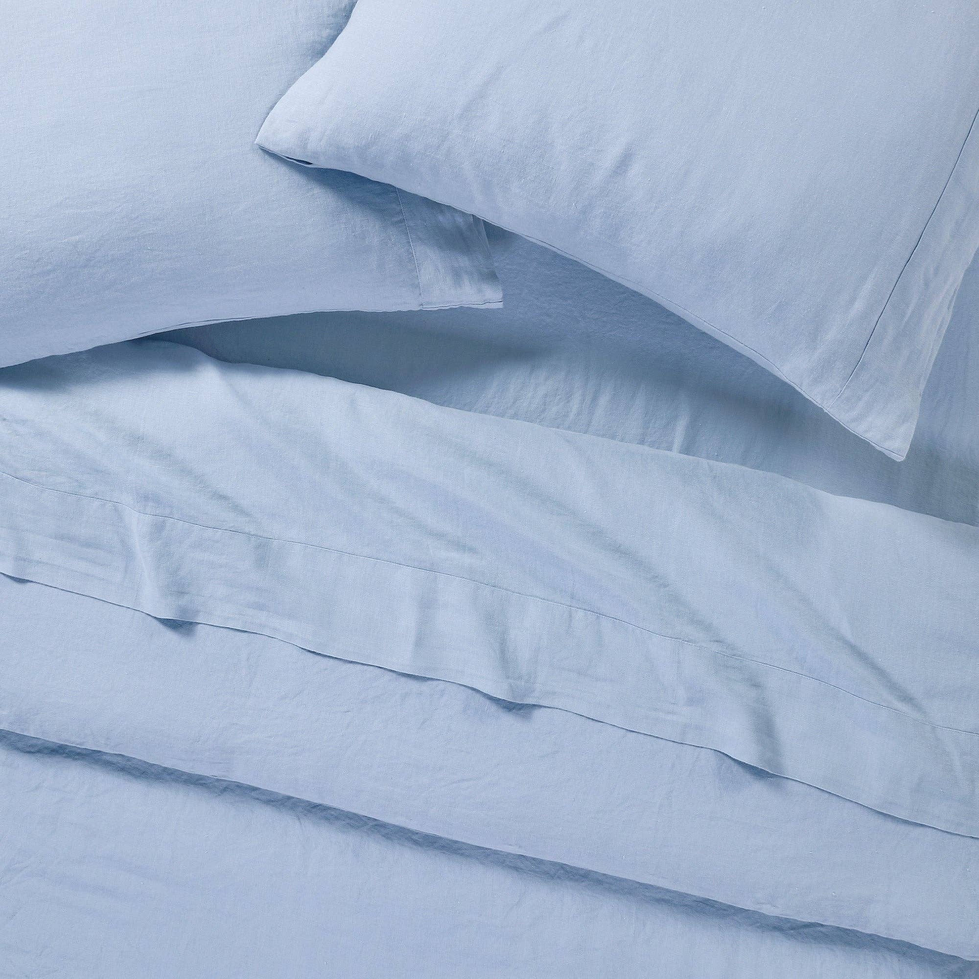 SIJO - Wholesale Sheet Set - French Linen Luxeweave Sheet Set - Sky1