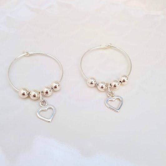 Sterling Silver Heart and Bead Earrings for wholesale by Sophellie Jewellery