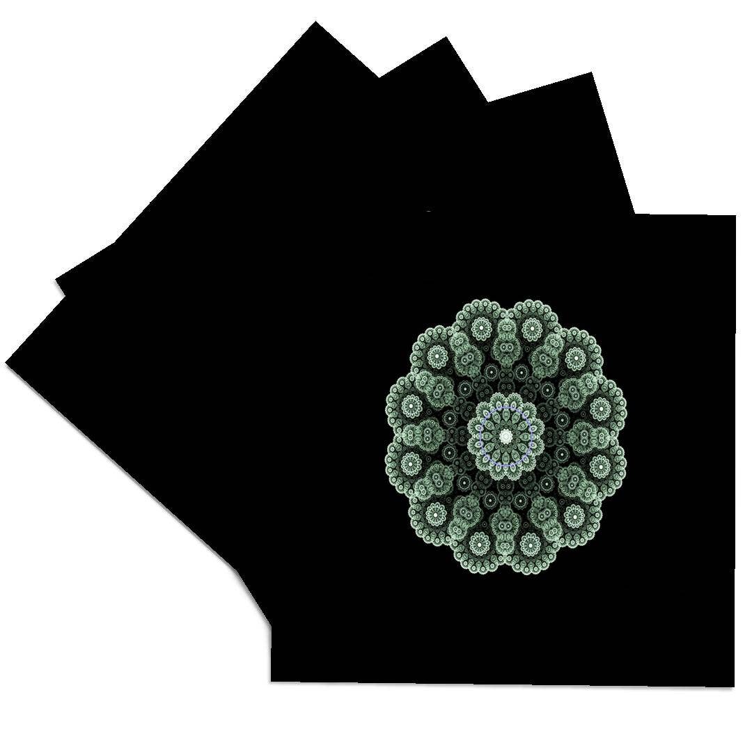 3dRose - Wholesale Coasters - 3dRose, Image of Fractal Green Mandela On Black, Coaster0