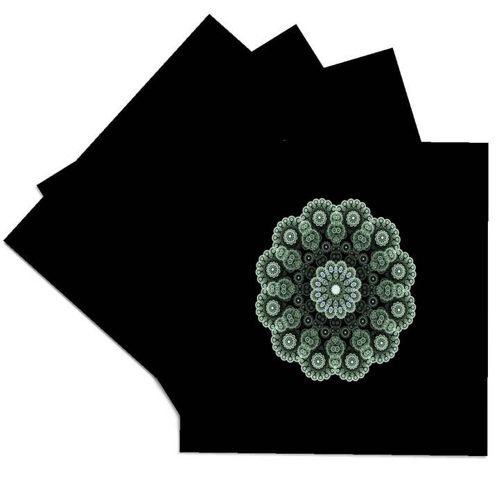 3dRose - Wholesale Coasters - 3dRose, Image of Fractal Green Mandela On Black, Coaster