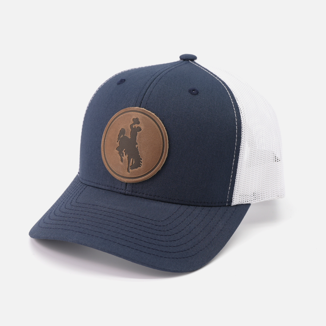 Range Leather Co. - Wholesale Trucker Hat - Unisex - Steamboat Hat - University of Wyoming Leather Patch Hat15