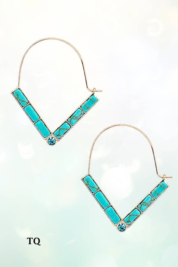 Andrea Bijoux - Wholesale Hoop Earrings - SEMI PRECIOUS V DROP WIRE HOOP EARRING4