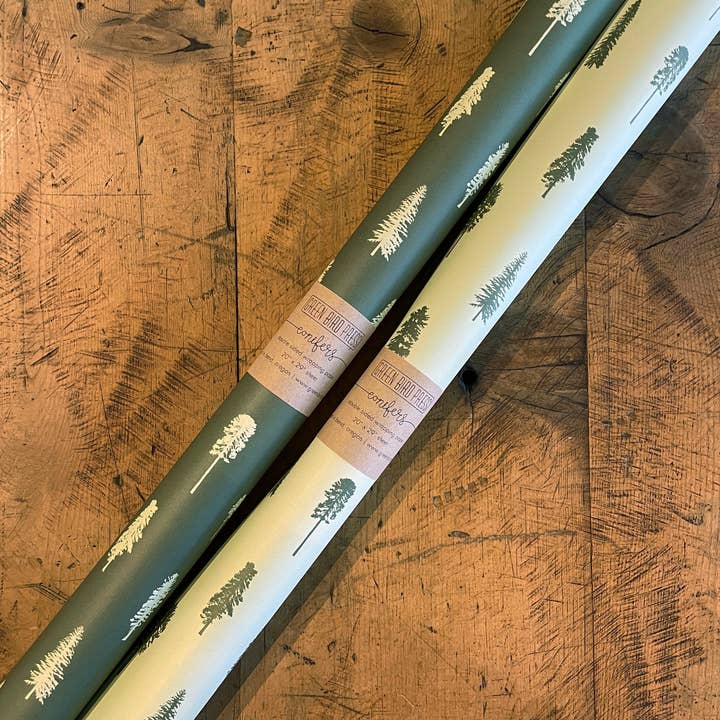 Green Bird Press - Wholesale Flat Wrap - Conifers Wrapping Paper - Double sided3