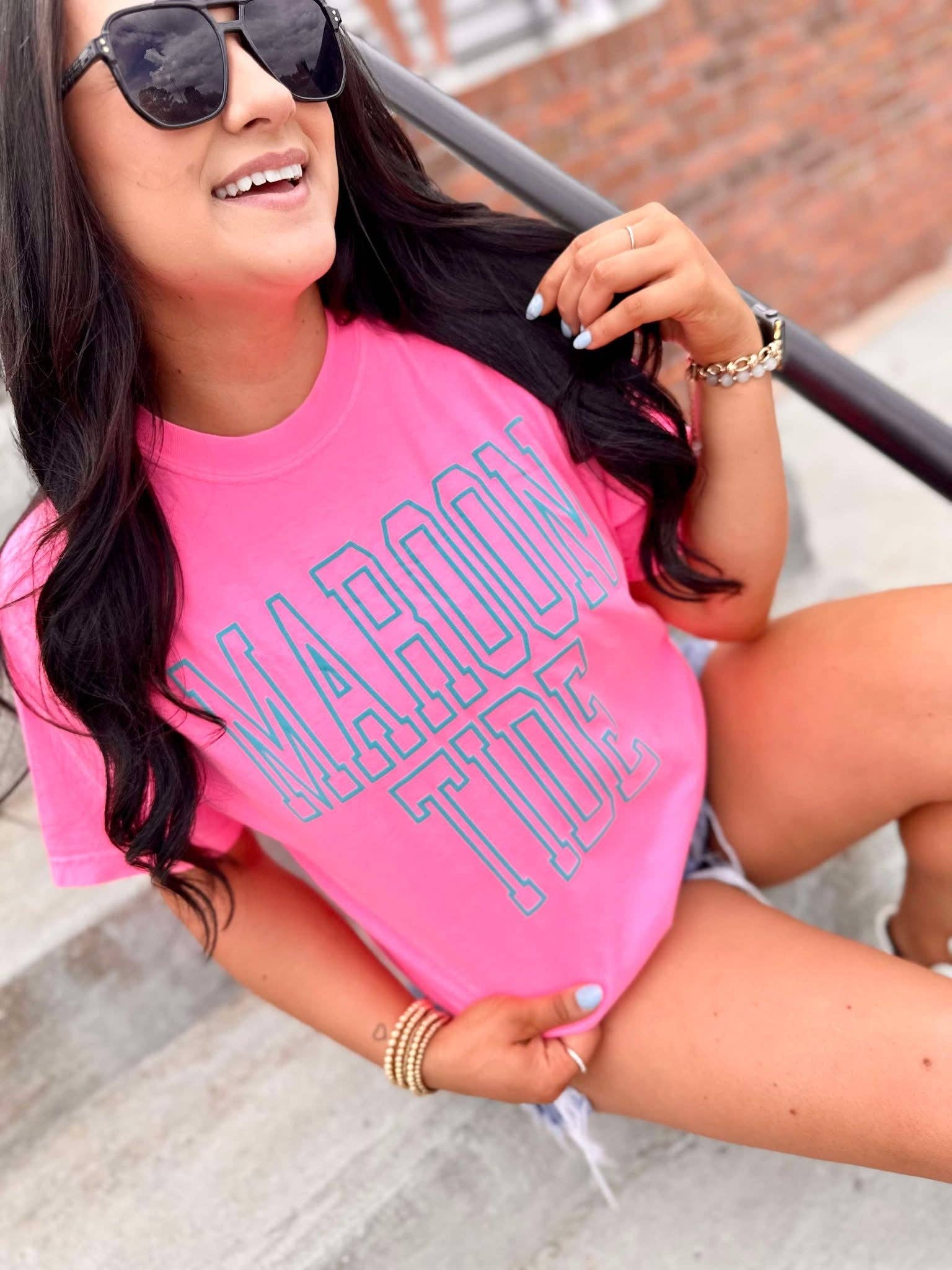 Dash Forward Wholesale - Wholesale Screen Printed T-Shirt - Women's - Custom Hollow Varsity Stacked Puff Graphic Tee1