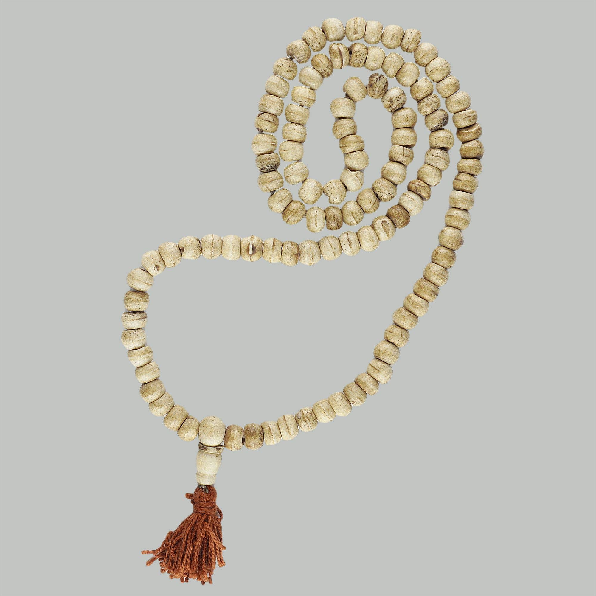 Tribal Trade GmbH - Wholesale Bib Necklace - Prayer chain bone beads beige tassel brown necklace mala3