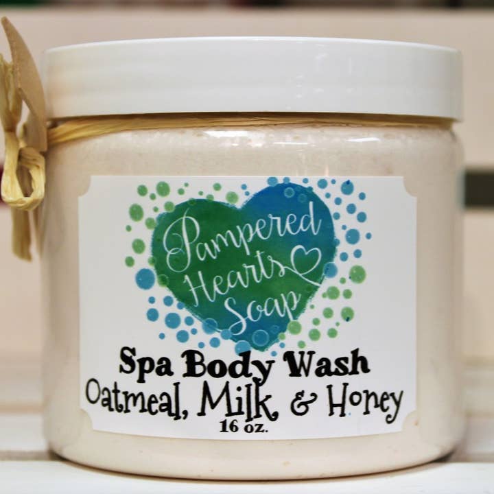 Nettoyant pour le corps Spa à l'avoine, au lait et au miel pour la vente par Pampered Hearts Soap