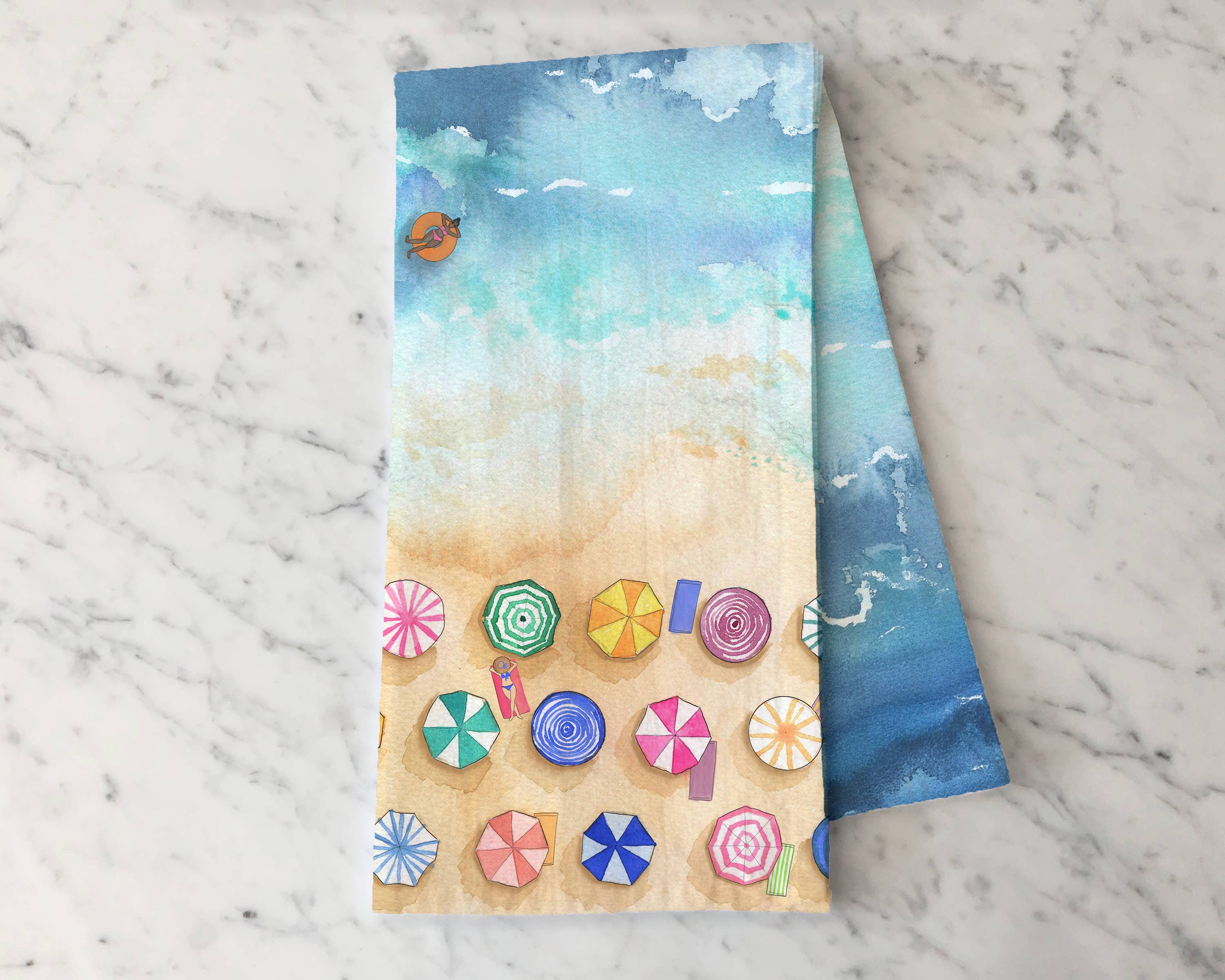 KelseyMDesigns – wholesale Tea towel – Beach Tea Towel - Coastal Summer Kitchen Tea Towel