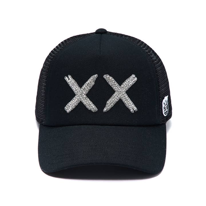 Cult's White Crystals Mesh Trucker Hat "XX" Logo In White for wholesale by Cult of Individuality