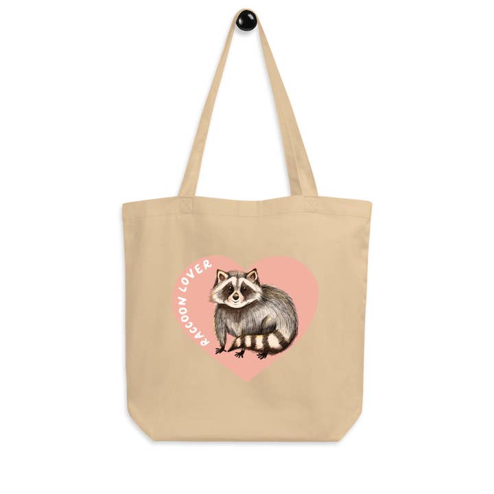 Bolsa de tela para amantes de los mapaches para venta al por mayor de Painted Peony Art