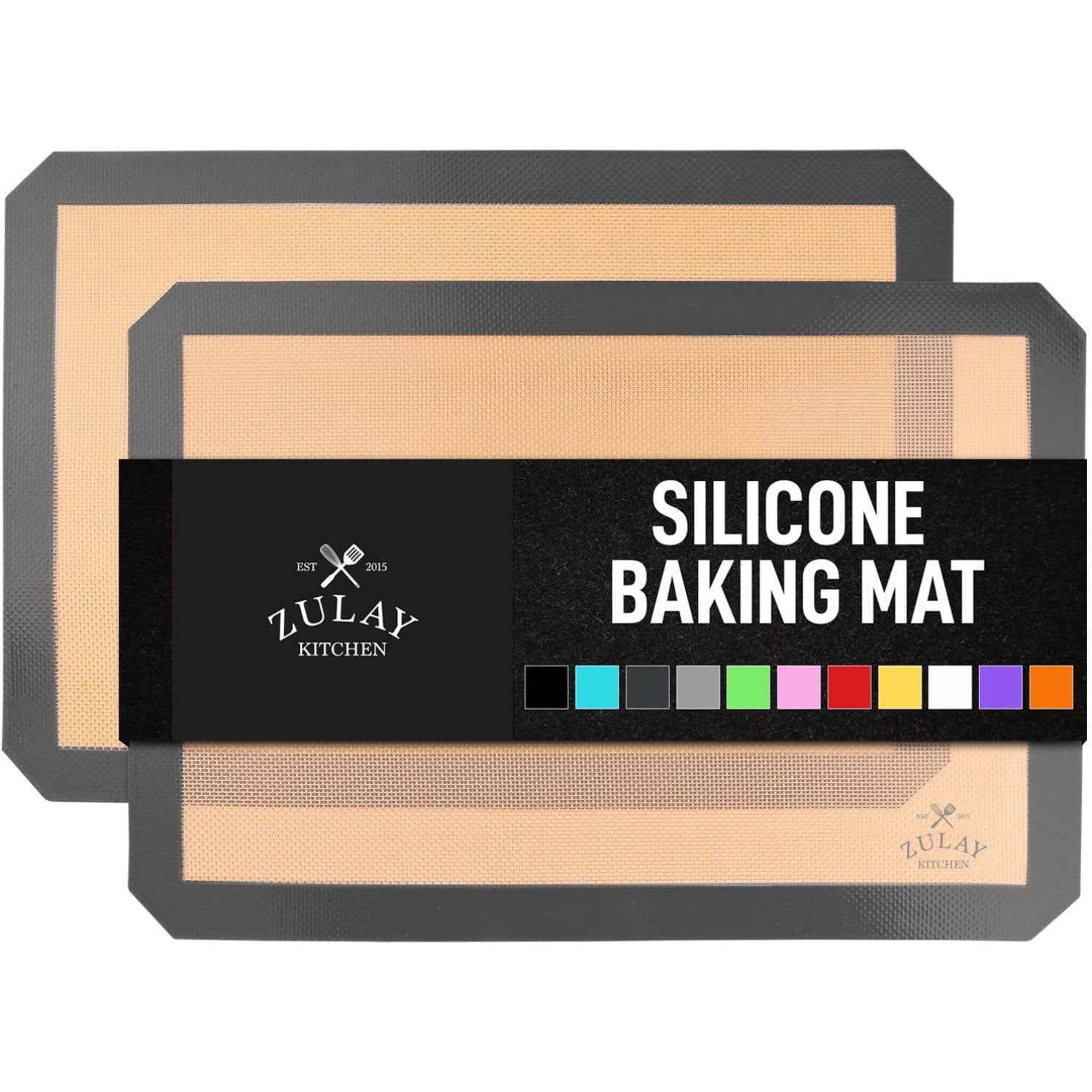 Zulay Kitchen - Vente Feuille/plaque de cuisson - Lot de 2 tapis de cuisson en silicone 42 x 29,5 cm antiadhésifs réutilisables1