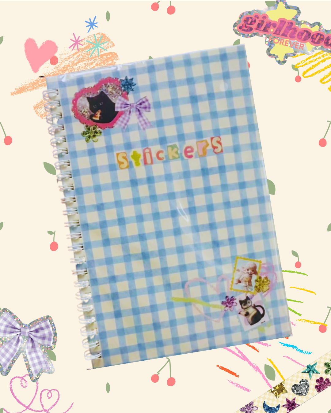 Shellflower – wholesale Notebook – A5 Gingham Sticker Keeper Book2