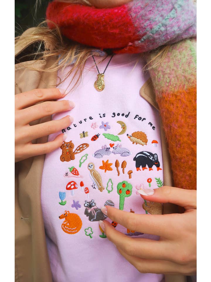 Limpet Store - Wholesale Sweatshirt - Women's - Nature Is Good For Me Embroidered Sweatshirt