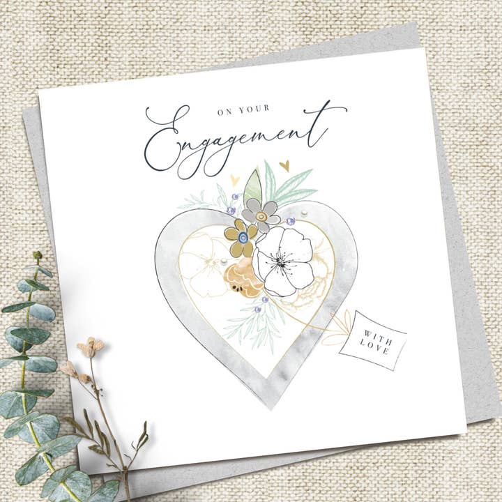 On your Engagement with love - floral heart for wholesale by Katie Phythian Design