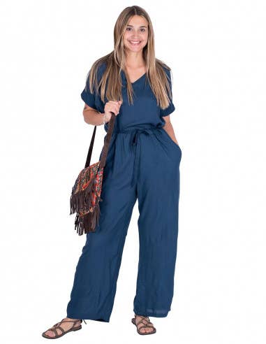 Blue Long Plain Jumpsuit for wholesale on Faire0
