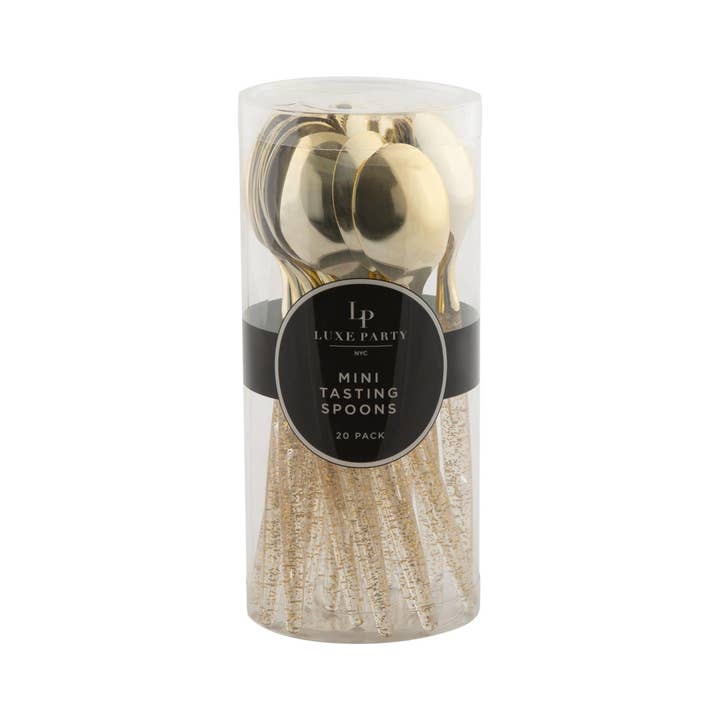 Luxe Party - Wholesale Table spoon (cutlery) - Gold Glitter Plastic Mini Spoons | 20 Spoons1