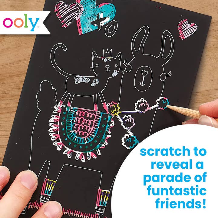 OOLY - Wholesale DIY Craft Kit - Kids - Mini Scratch & Scribble Art Kit: Funtastic Friends