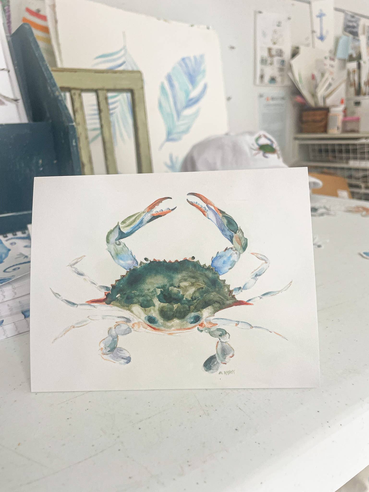 Melissa Hyatt - Wholesale Stationery/Notecard Set - "The Crab" watercolor coastal greeting card3