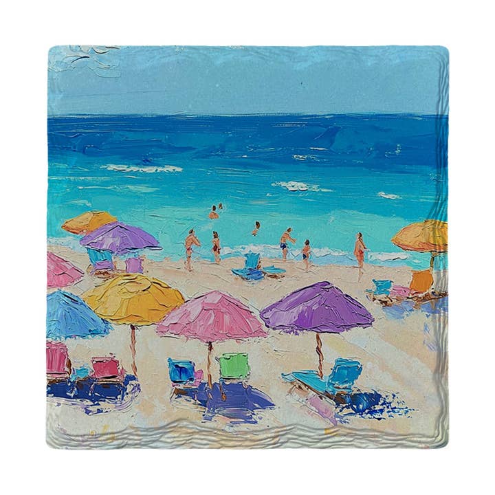 Plage du Ciel Bleu | Dessous de Verre en Céramique pour la vente par Mill Wood Art