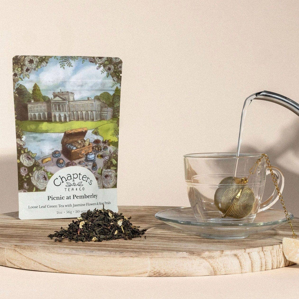 Chapters Tea & Company - Wholesale Loose Tea - Picnic at Pemberley (Blooming Jasmine Rose Petal Green Tea) 2oz1