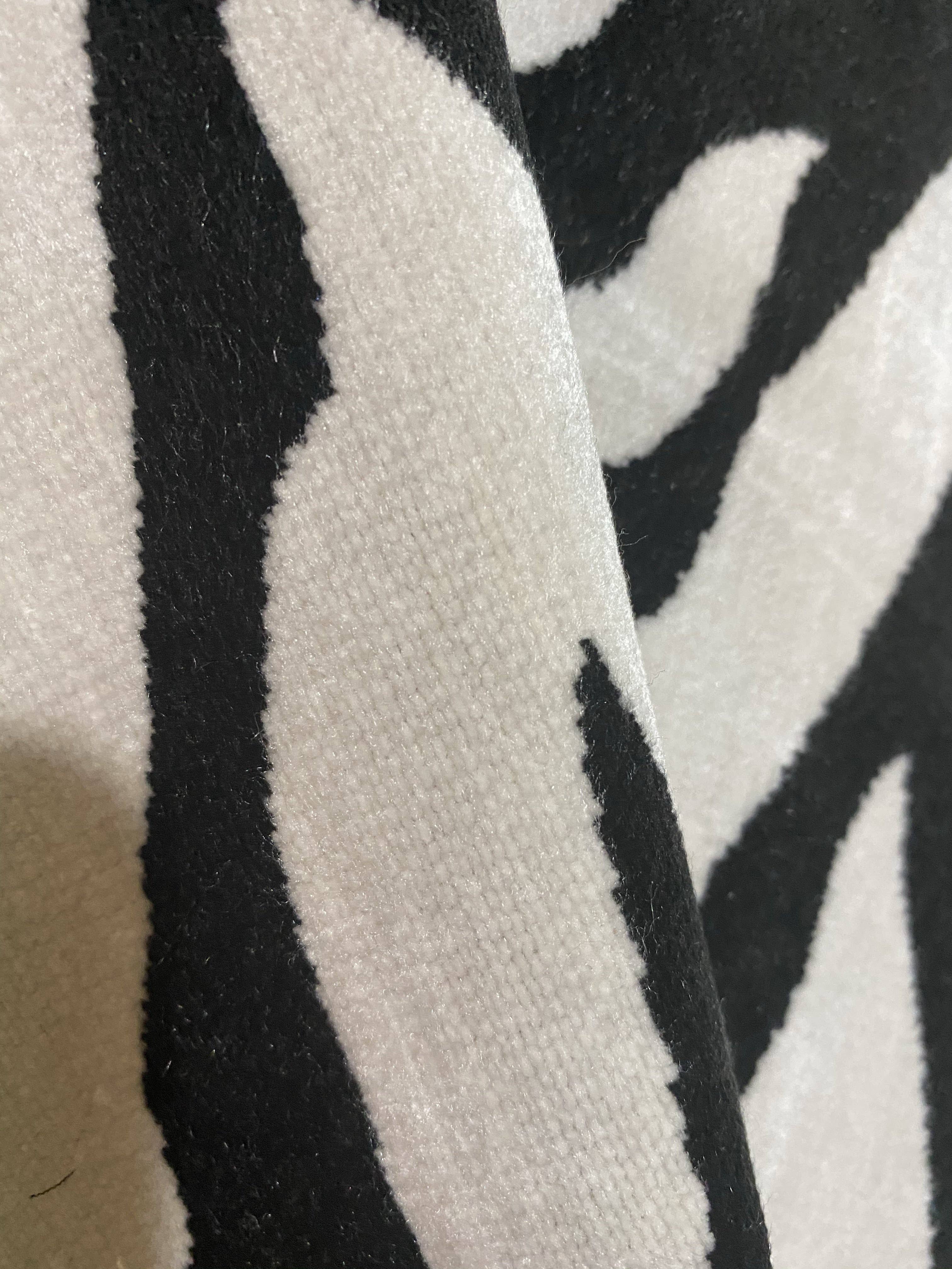 Fancy Styles Fabric – wholesale Fabric – NEW Baroness Matilda Novelty Upholstery Platinum and Black Zebra Velvet- Made in Italy6