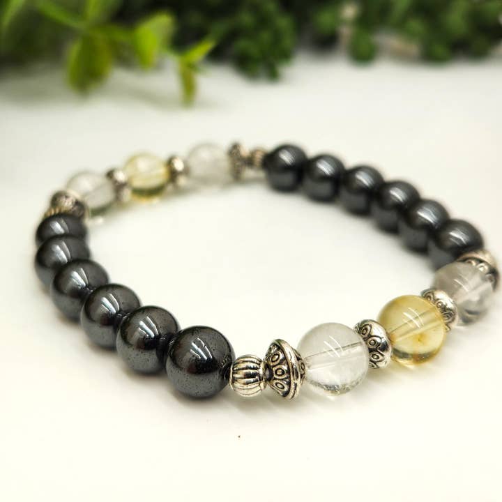Meraki Gemstones – Engroshandel Perlearmbånd – EMPATH Protection-Citrine/klar Quratz/Hematit Armbånd5