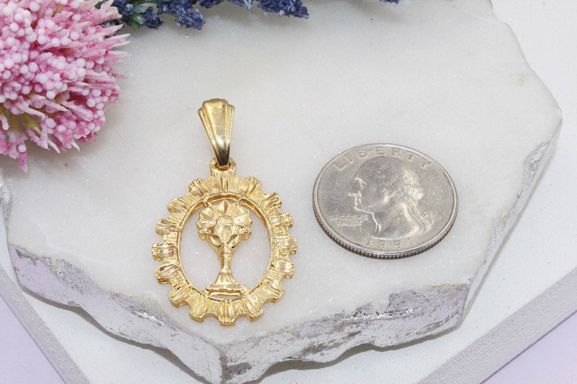Cherie by Cherie - Wholesale Individual Charm/Pendant - First Communion Cup Medallion Pendant3