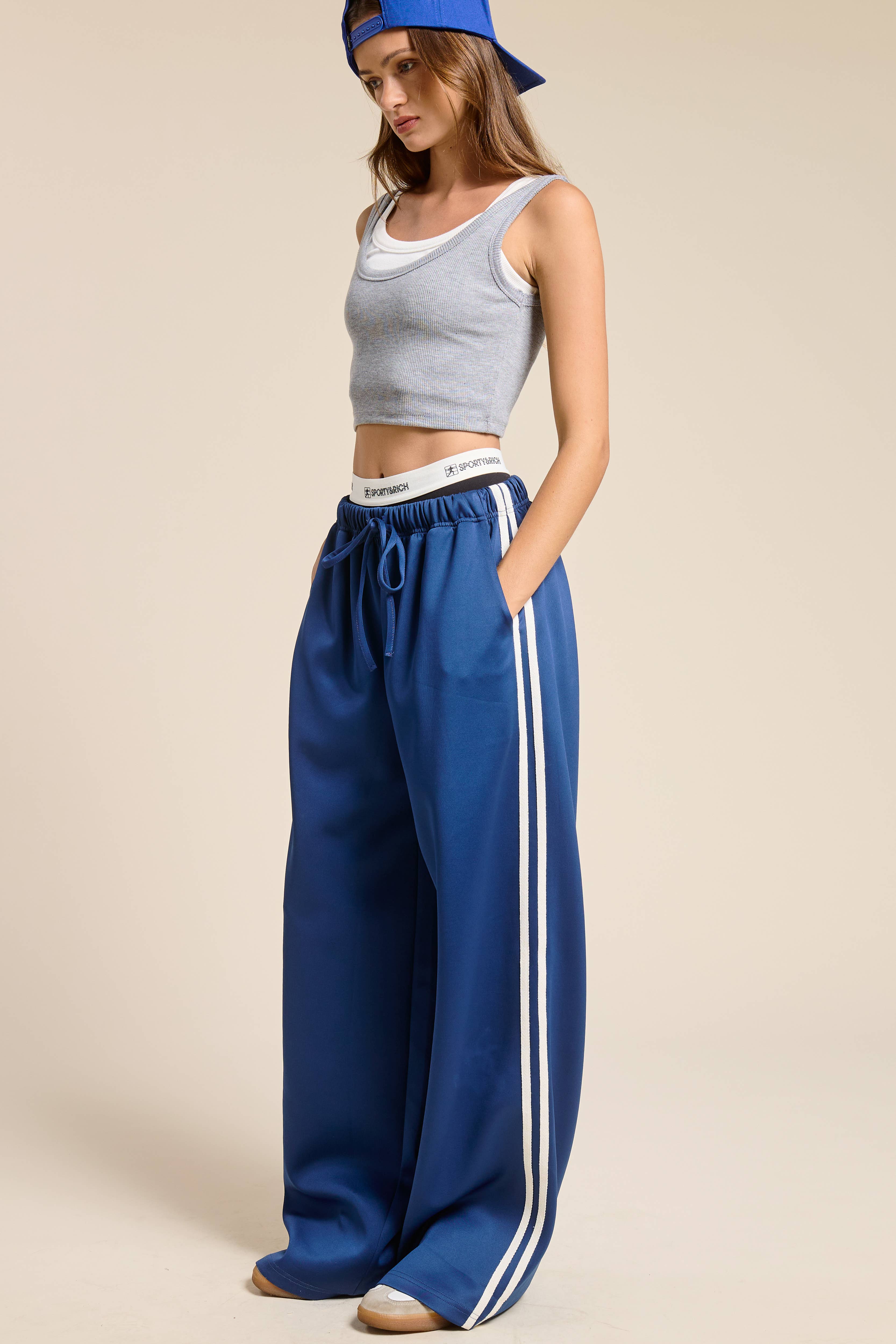 Mimosa - Wholesale Pants - Women's - Wide Leg Track Pants with Side Stripes22