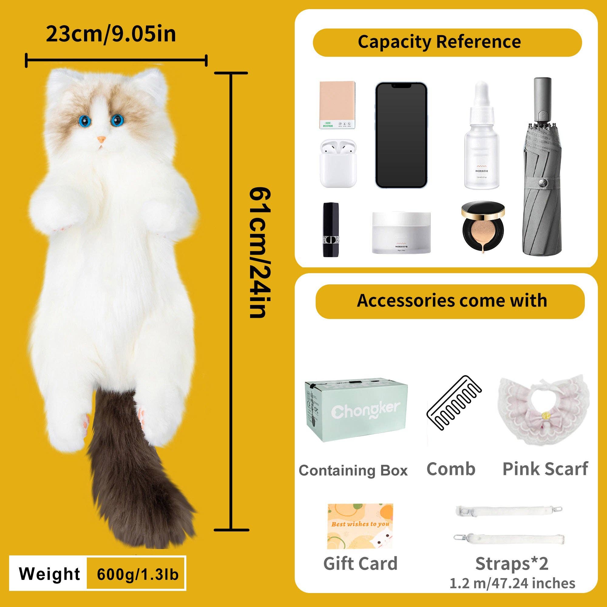 Chongker - Vente Peluche – enfant et bébé - Sac à dos pour chat Ragdoll – Compagnon douillet pour les voyages et l'école1