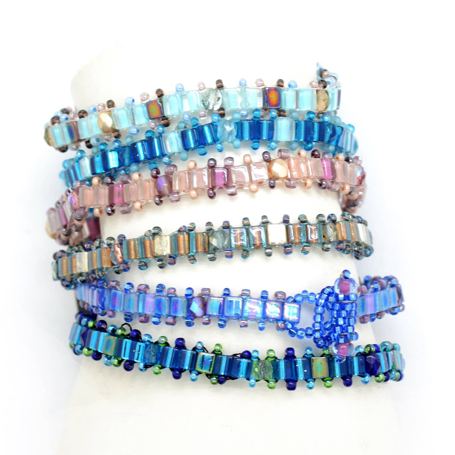 Dunitz & Company - Wholesale Beaded Bracelet - Skinny Beaded Bracelets with Crystals & Square Glass Beads5