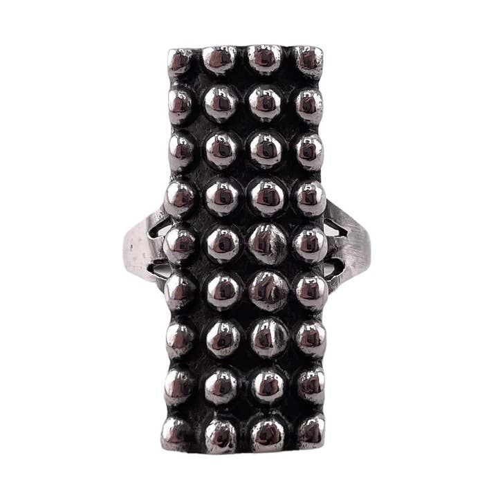 Bola Ponto Retângulo de 4 Filas Anel Prata Esterlina por atacado de Select Lines