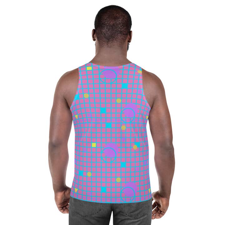 BillingtonPix - Venta al por mayor Camiseta de tirantes - Hombre - Chaleco deportivo estampado sin mangas para hombre | Memphis Vapor Grid