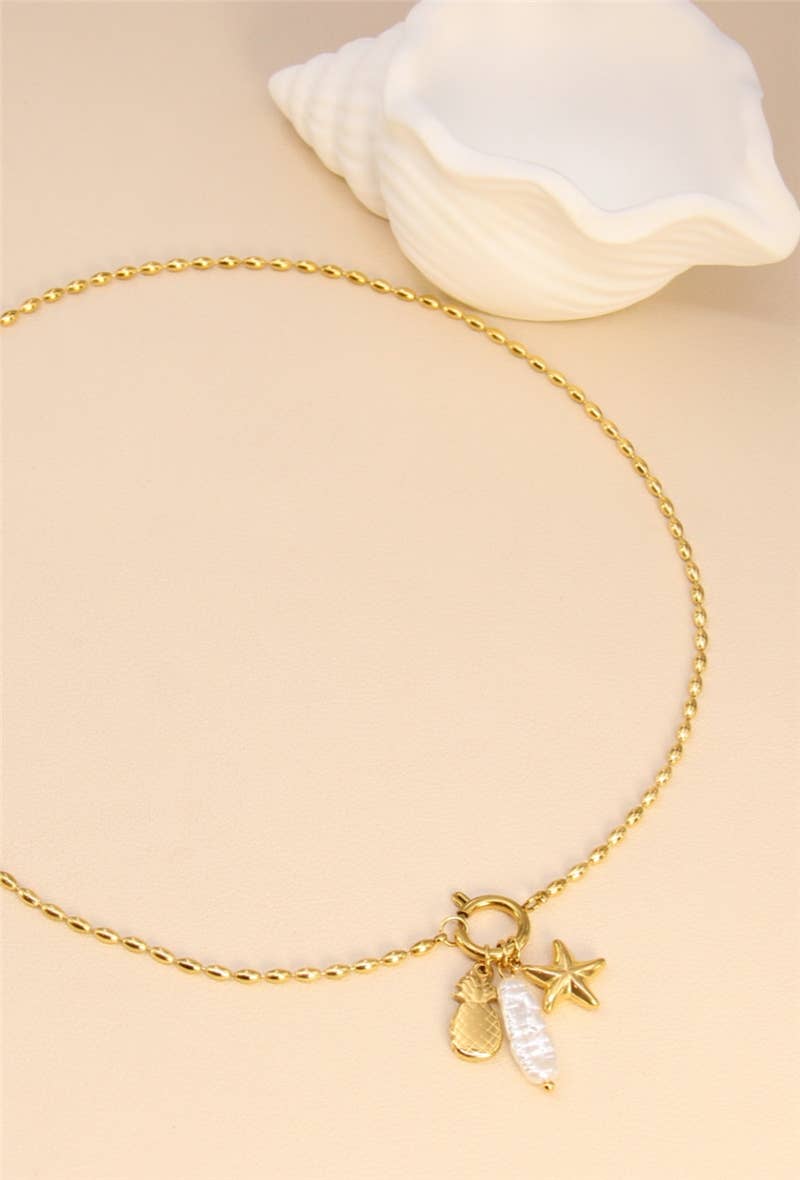 golden Modern Stainless Steel Charm Necklace for wholesale on Faire1