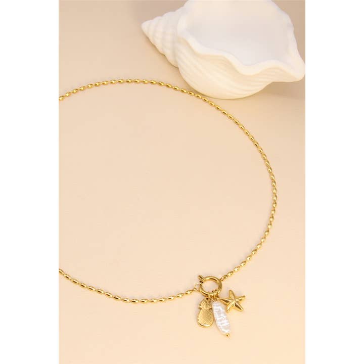 golden Modern Stainless Steel Charm Necklace for wholesale on Faire1