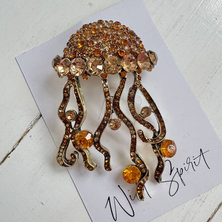 Wild Spirit London - Wholesale Brooch - Giant Amber Jellyfish Brooch0