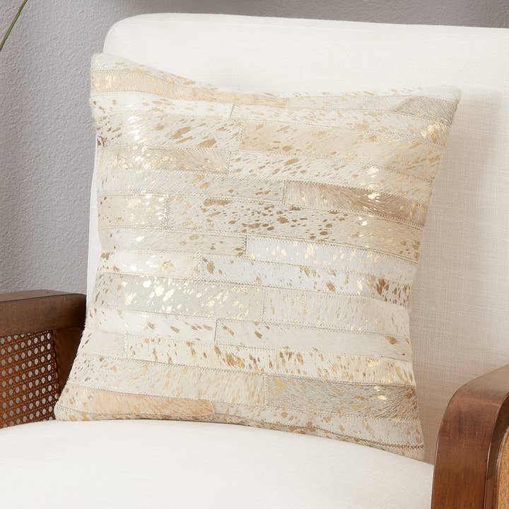 Elegance Charm Hair on Leather Throw Pillow for wholesale by Saro Lifestyle