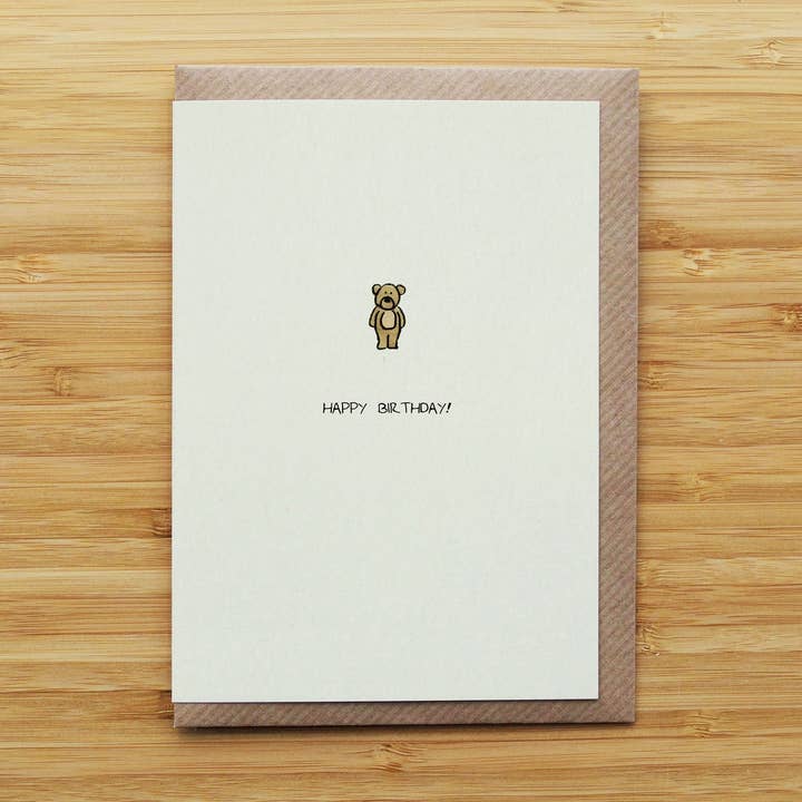RossJDesigns - Wholesale Birthday Card - Birthday Teddy Standing Card - Cute - Tiny - Recycled Card